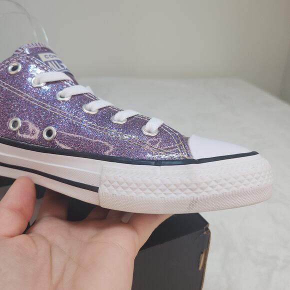 Converse Shoes Juniors 5 Purple Shiny Sparkly Glitter Low Tops Womens 6.5 7 - Picture 8 of 14